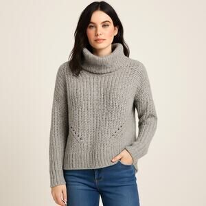 Cloth By Design Women’s M Gray Knit Pullover Turtleneck Sweater Long Sleeve NWT